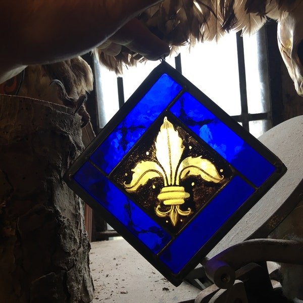 Fleur de Lis Stained Glass Window Decor France