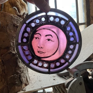 Pink Moon Stained Glass Decor