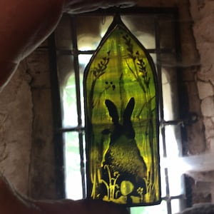 Tiny Bunny Stained Glass Window Charm