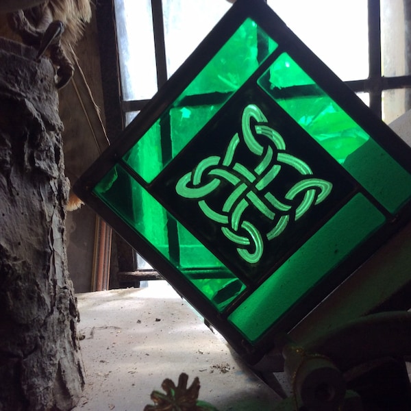 Stained Glass Green Celtic Knot Gift