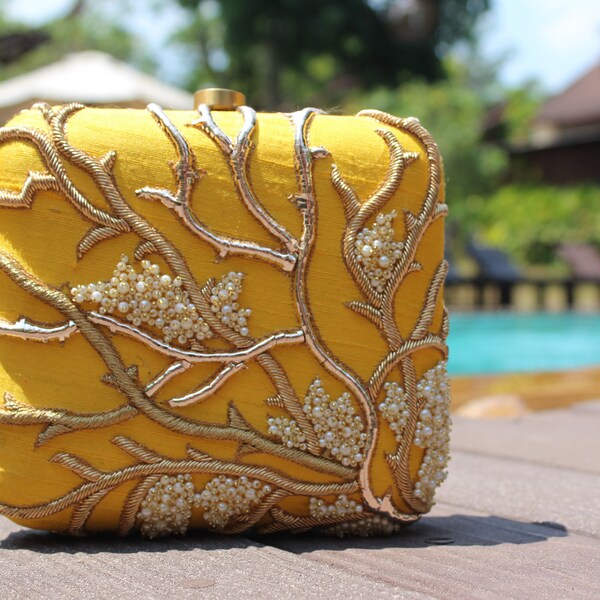 Yellow, Pink or Black Pearl Clutch - Bridal - Indian Bag - Pearl Bag - Wedding Clutch - Bridesmaid - Bride - Eid - Eid Gift Ideas