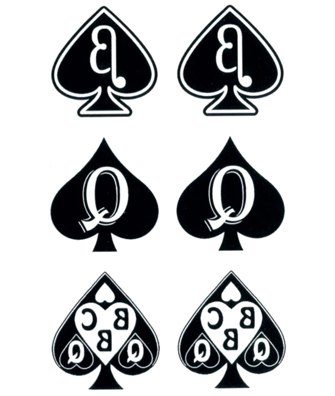 Queen of Spades 6 per sheet Temporary Tattoo Etsy
