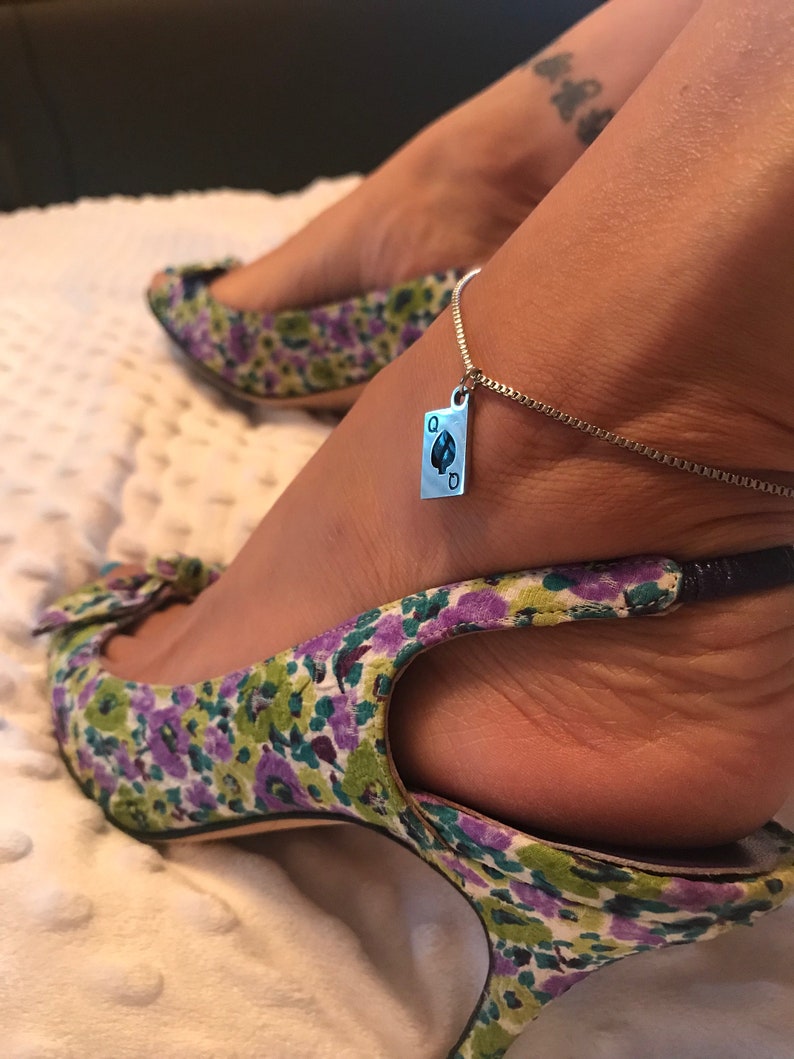 Queen of Spades Anklet with stainless steel chain | Etsy
