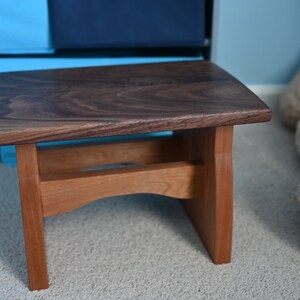 Large Wood Step Stool /Adult or Children's/ Handmade/ Sitting Bench/ Natural Solid Walnut and Cherry / Bedroom, Kitchen, Bathroom, Home image 2