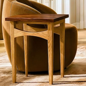 Walnut & White Oak End Side Accent Tables Handmade