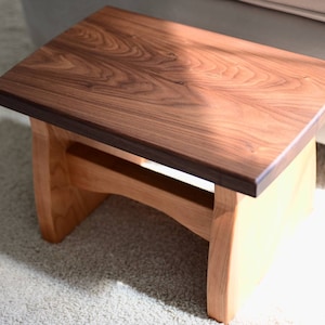Large Wood Step Stool /Adult or Children's/ Handmade/ Sitting Bench/ Natural Solid Walnut and Cherry / Bedroom, Kitchen, Bathroom, Home image 7