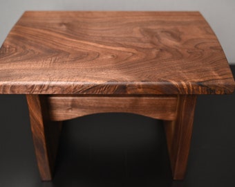 Handmade Walnut Wood Step Stool: Solid Hardwood Bench