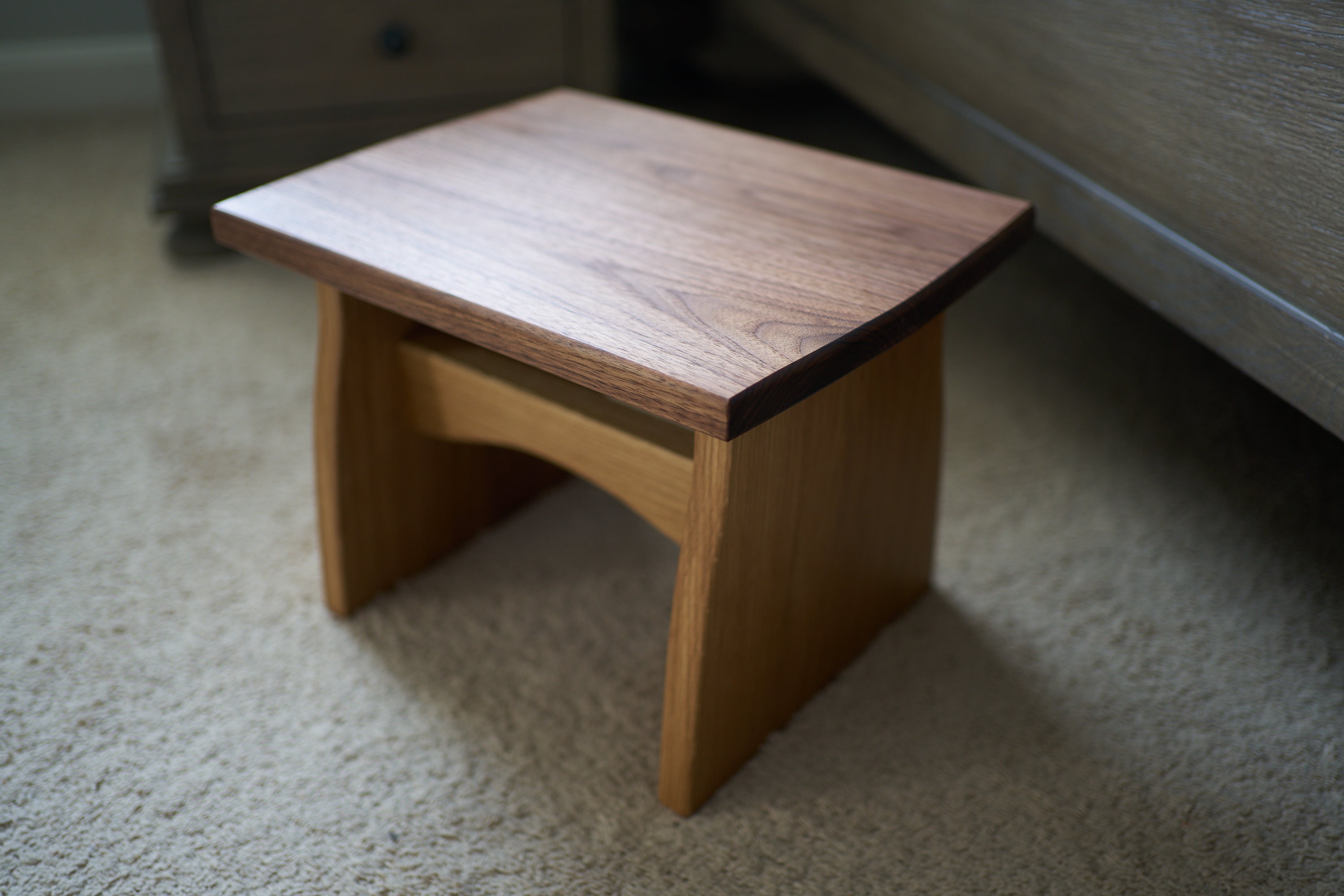 Walnut & White Oak Large Wood Step Stool /adult or Children's/ Handmade
