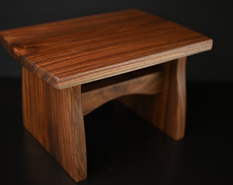 Walnut Large Wood Step Stool / Solid Walnut Hardwood / Adult or Children's / Handmade / Sitting Bench / Bedroom, Kitchen, Bathroom, Home