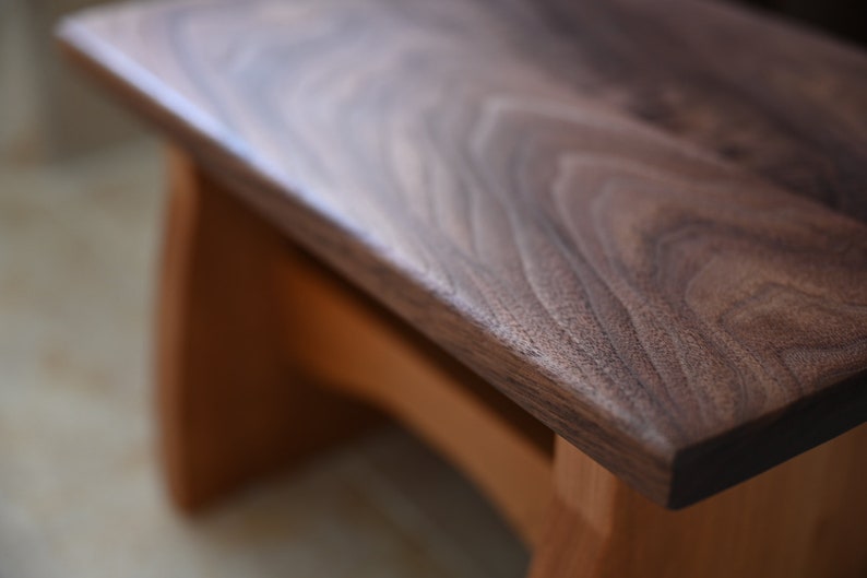 Large Wood Step Stool /Adult or Children's/ Handmade/ Sitting Bench/ Natural Solid Walnut and Cherry / Bedroom, Kitchen, Bathroom, Home image 5