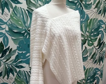 Ivory Bridal Poncho, Bohemian Wedding Cape, Handmade in France