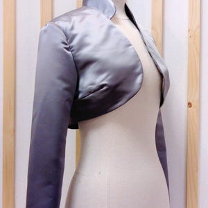 Bridal bolero, bolero gray, satin bolero, satin jacket, bridal jacket, bolero wedding, bolero colo mao image 3