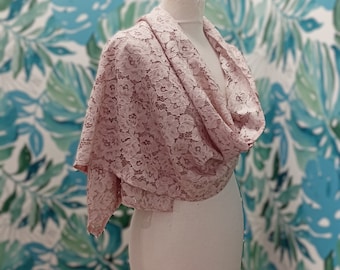 Pink Lace Stole, Bridal Wedding Shawl, Formal Occasion Wrap