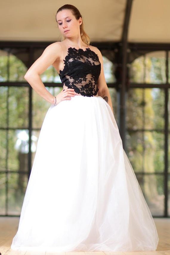 Black And White Wedding Dress Modular Wedding Dress Unique Etsy