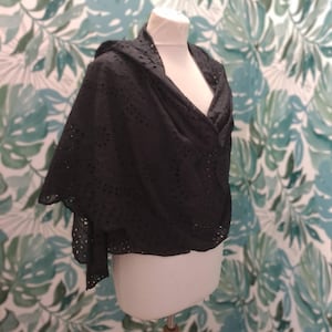 Black Cotton Wedding Shawl – Embroidered & Elegant