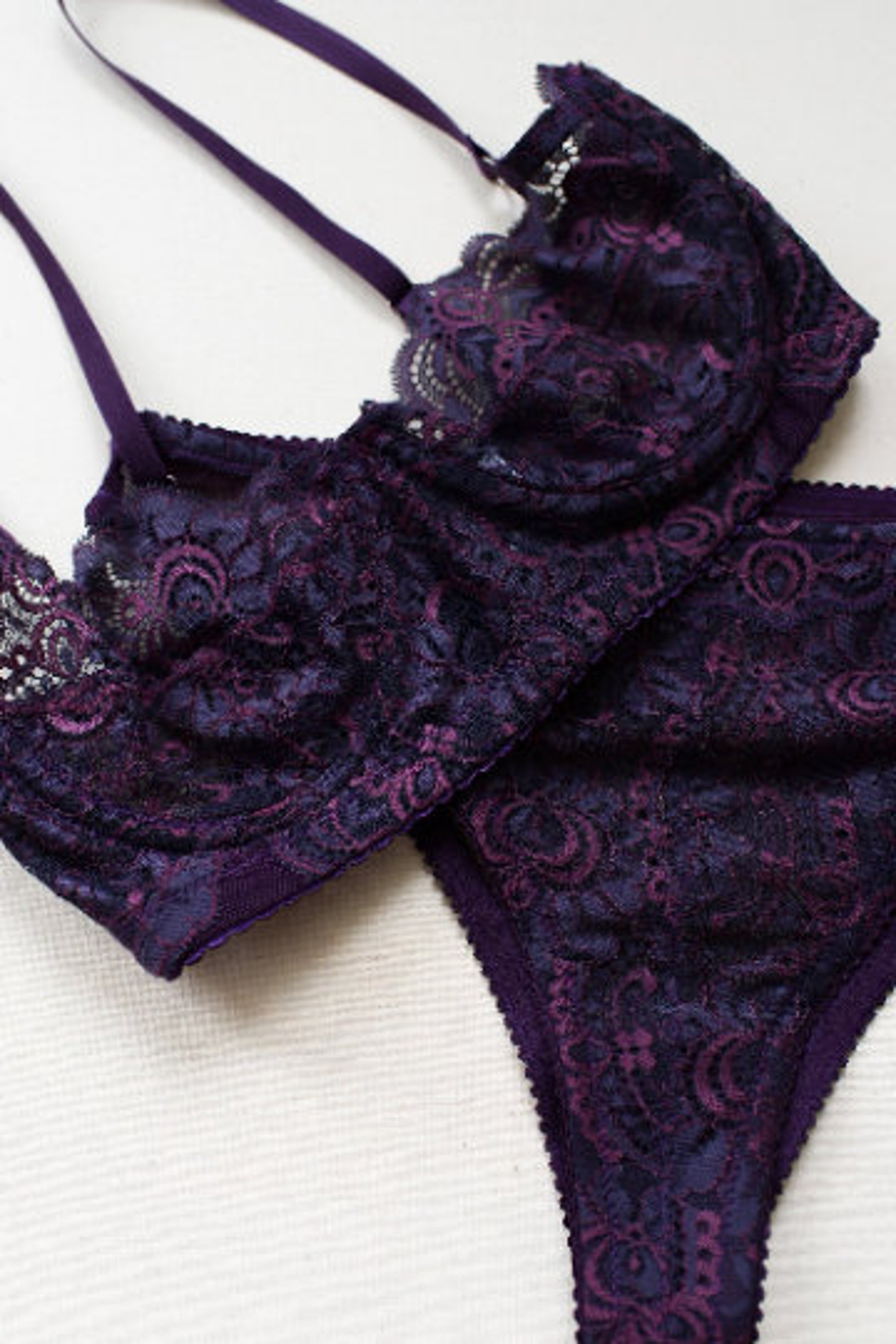 Lilac lingerie Lace lingerie setPurple lingerie lace | Etsy