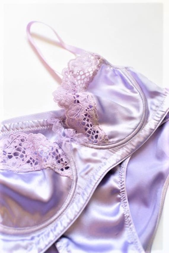 Lolita Lilac Natural Silk Lingerie Set, Pastel Lilac Bra With Lilac Lace  and Lilac Panties, Intimates Lingerie Set, Stylish Women's Lingerie -   Canada