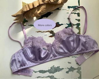 Silk Bra, Satin Bra, Bra Set, Natural Silk Bra, Silky Bra, Silk and Lace Bra, Women Bra