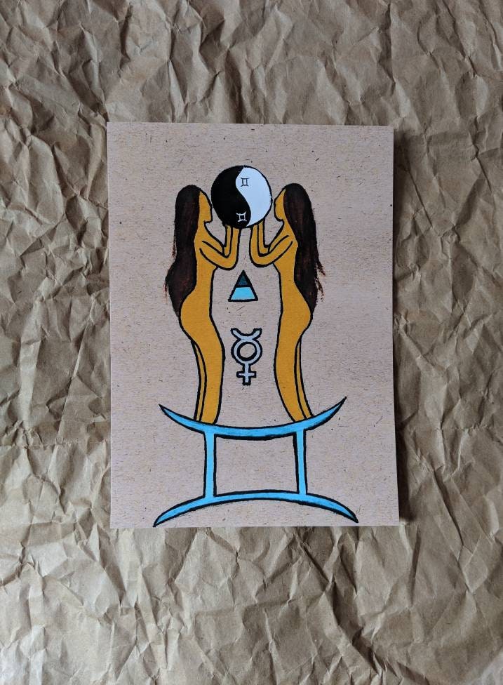 Gemini Original Art Gemini Home Decor Gemini Wall Decor Etsy