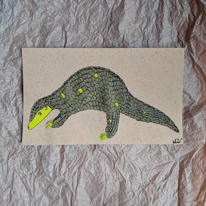Pangolin home decor, pangolin wall decor, art for conservation, pangolin gift, pangolin painting, endangered species, pangolin art