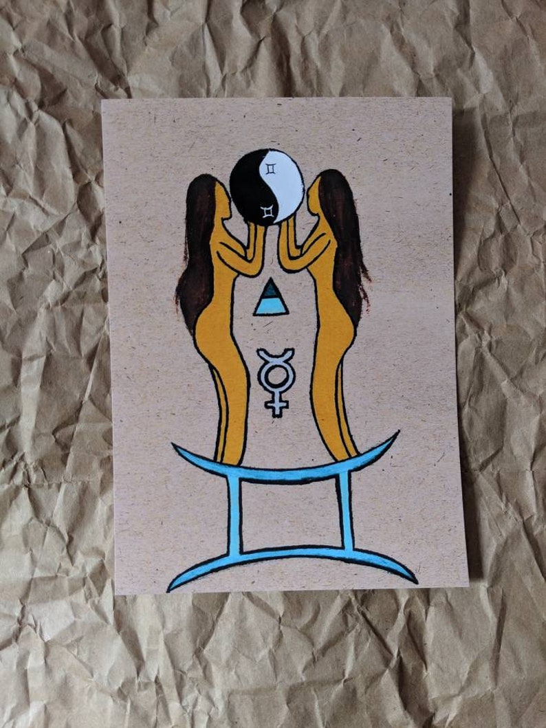 Gemini Original Art Gemini Home Decor Gemini Wall Decor Etsy