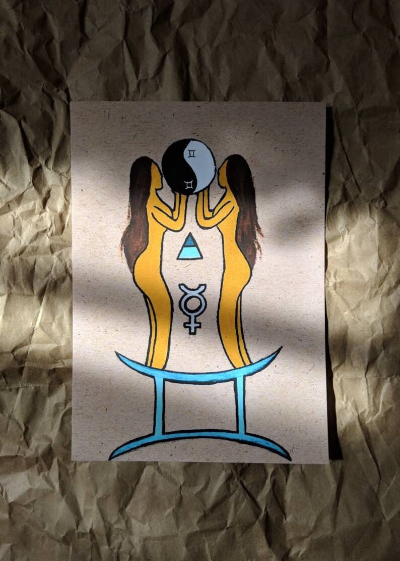Gemini Original Art Gemini Home Decor Gemini Wall Decor Etsy