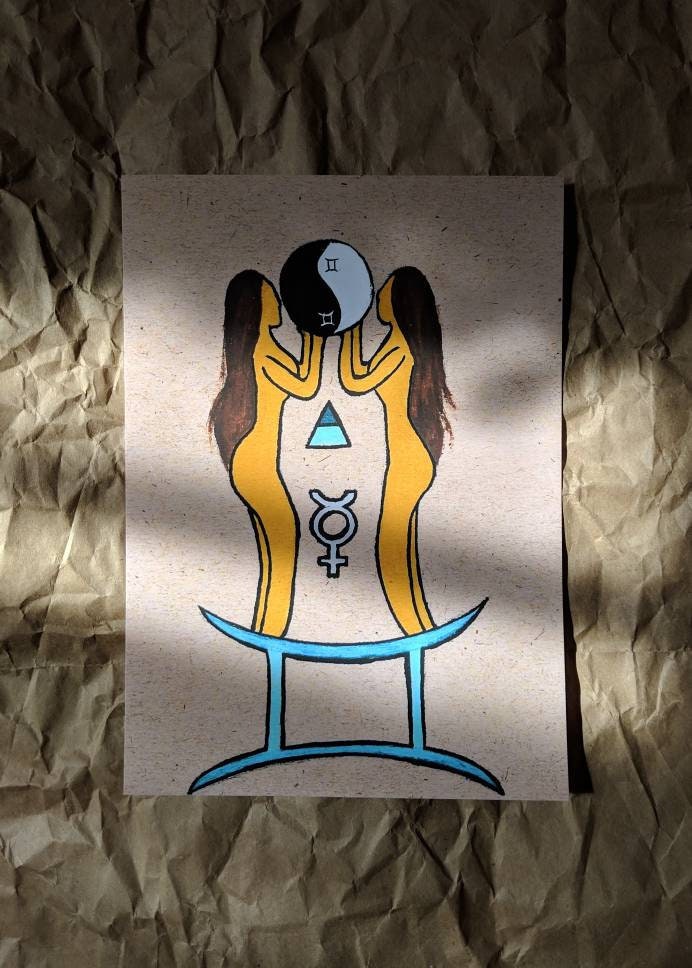 Gemini Original Art Gemini Home Decor Gemini Wall Decor Etsy