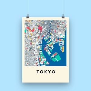 Japan Tokyo City Map Print - Multicolored Illustrated Map Poster A3 size
