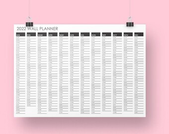 2021-22 Pink Academic Mid-Year Planner Large A1 Wall Chart 