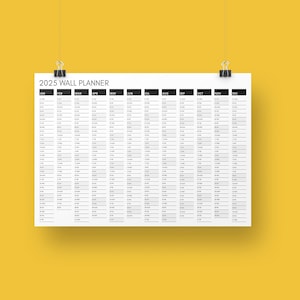 2025 Printable Wall Calendar Planner simple Black