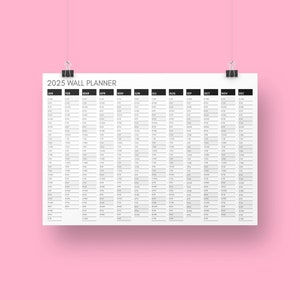 2025 Black Wall Calendar Simple and Minimalist Calendar for Home and Office