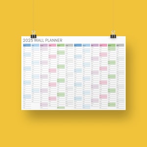 2025 Printable Wall Planner, Large Portrait Wall Calendar, Professionals and office planner for instant download