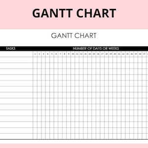 Eenvoudig project-Gantt-diagramdiagramsjabloon, projectbeheer voor het plannen en plannen van tijdlijn digitale download