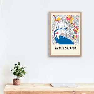 Mapa de la ciudad de Melbourne / Póster de arte callejero a color (A3) imagen 3