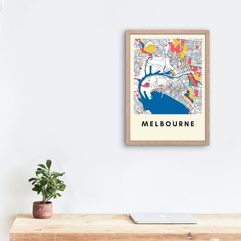 Mapa de la ciudad de Melbourne / Póster de arte callejero a color (A3) imagen 3