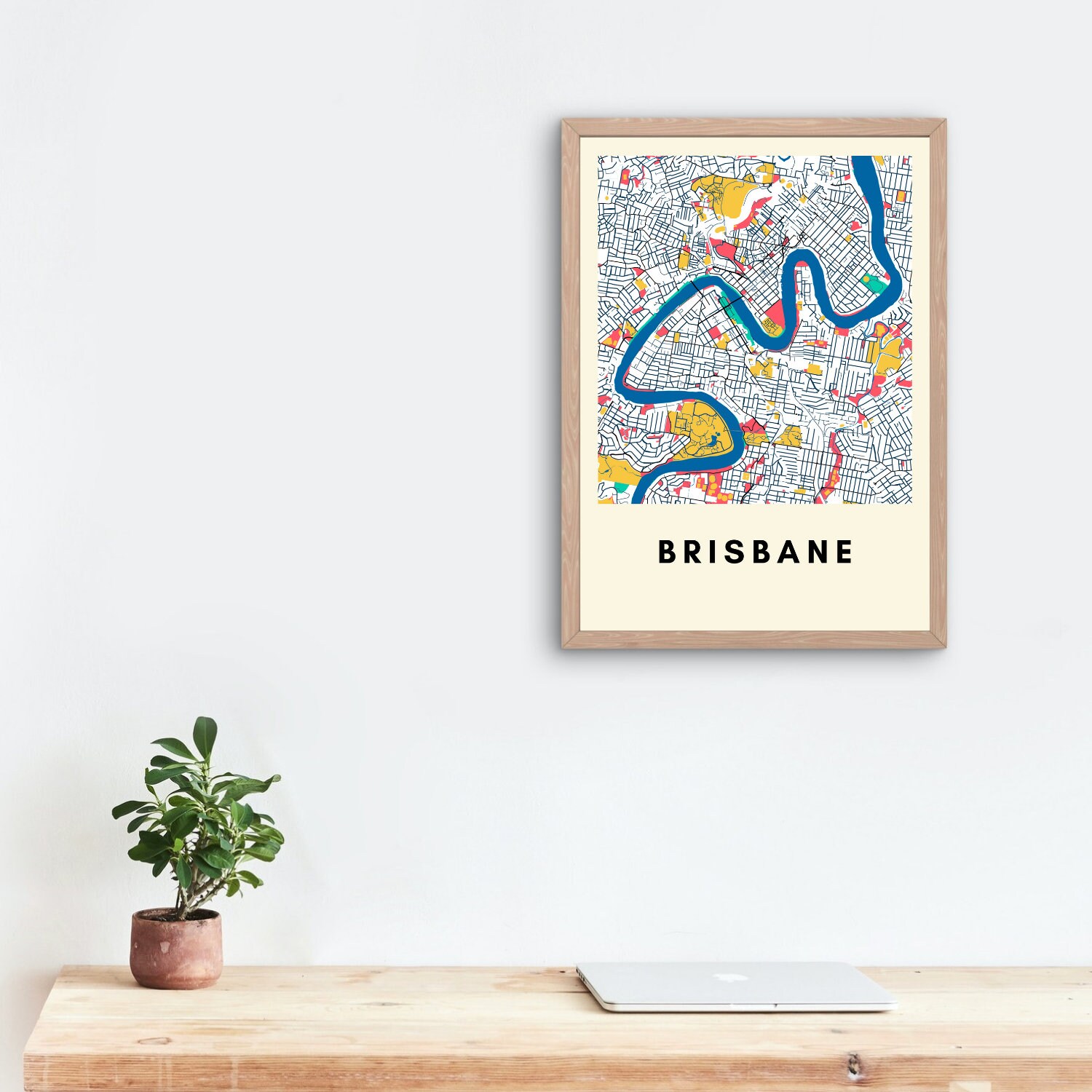 ブリスベン市地図プリント - マルチカラー A3 サイズ - Etsy 日本