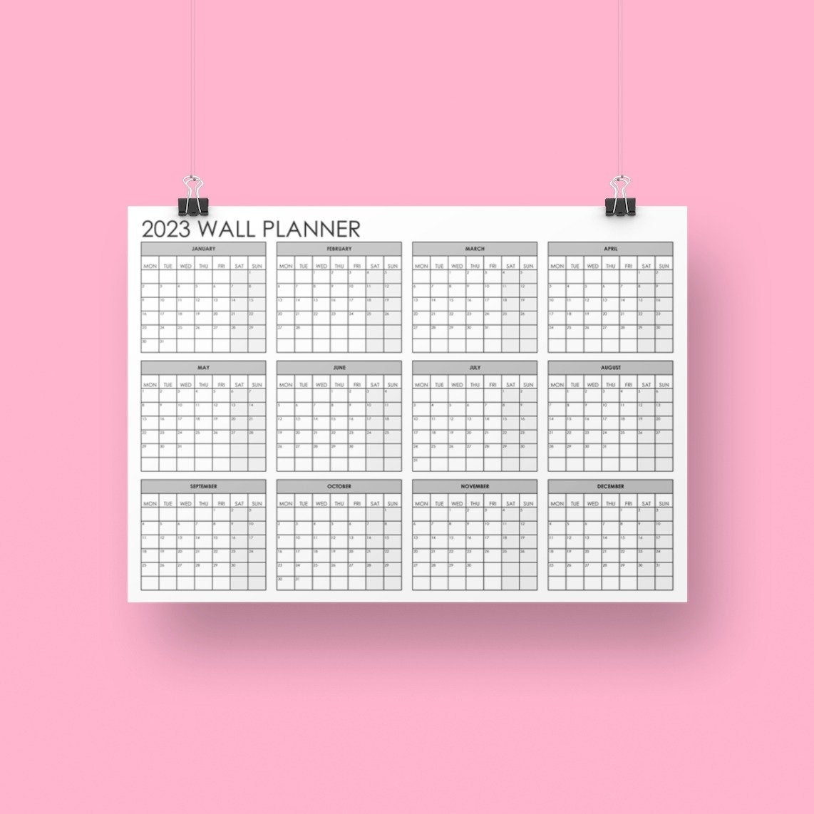 2023-wall-planner-annual-wall-calendar-in-multi-sizes-etsy-uk