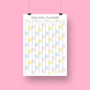 2024 Large Annual Wall Calendar in Portrait Layout