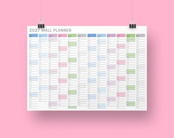 2027 Wall Calendar Planner | Annual 12-Month Organizer for Office & Dorm