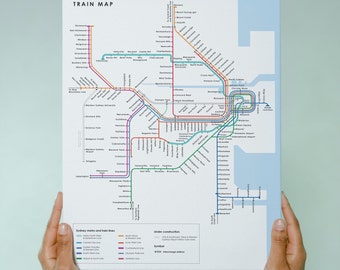 Sydney City Train Map Poster – Updated Metro South West & Western Airport Lines