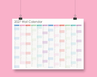2027 Wall Calendar Large | Minimalist Annual Planner