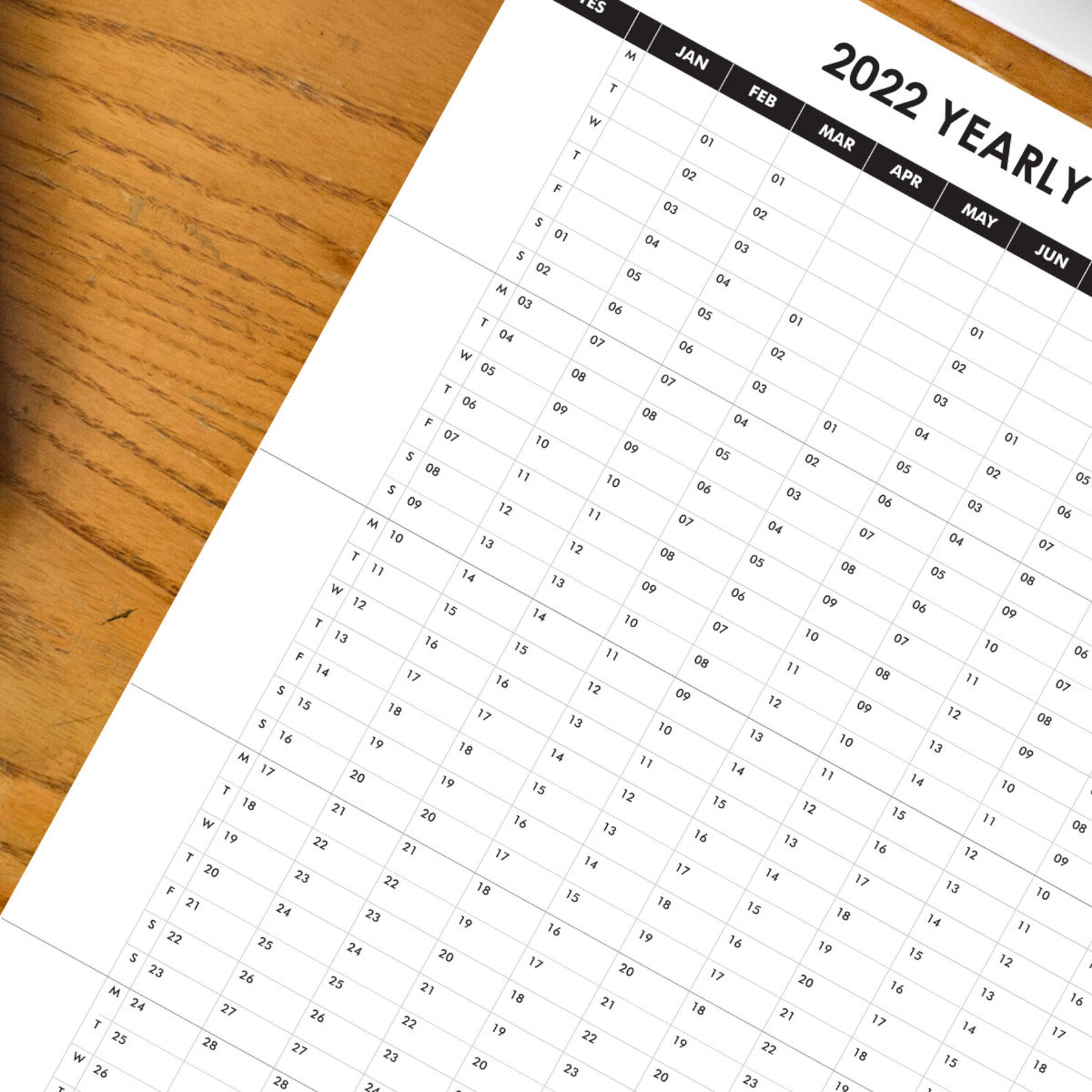 2022 Yearly Wall Planner in Large Size Business Wall Calendar Etsy