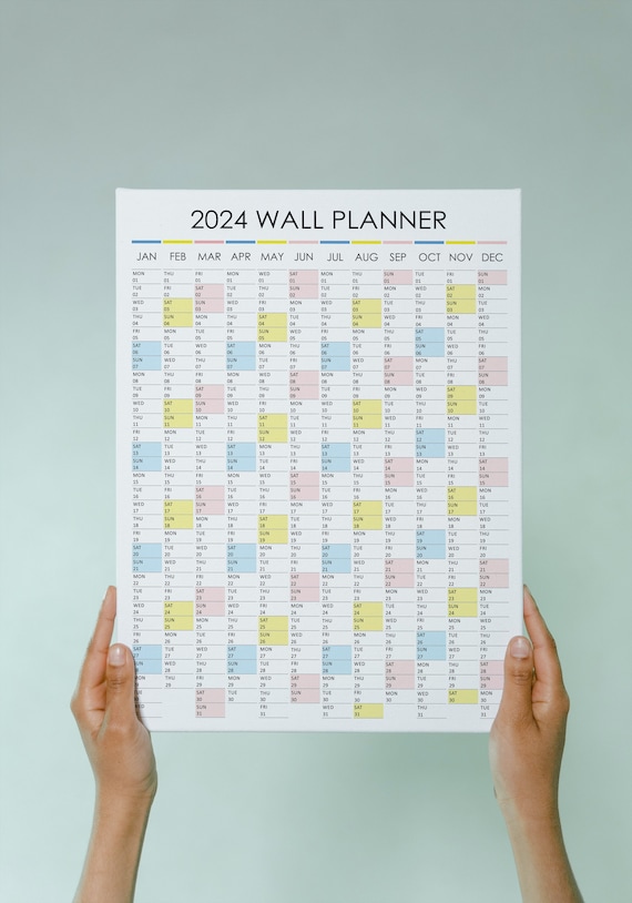 2024 Calendar Year Wall Planner Calendar Plan Birthdays Holidays New Years  A2 A1