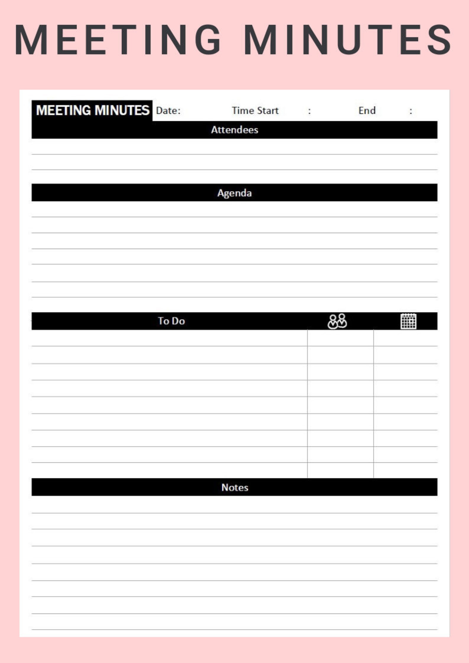 Business Meeting Agenda Template, Standard Meeting Minutes and Meeting