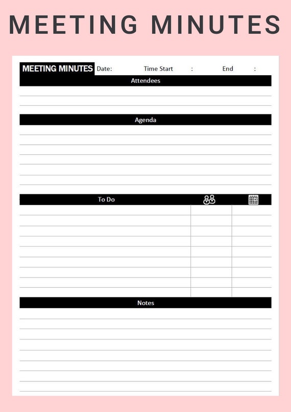 business meeting agenda template standard meeting minutes and meeting planner in simple format suitable for all business meetings standard meeting minutes template