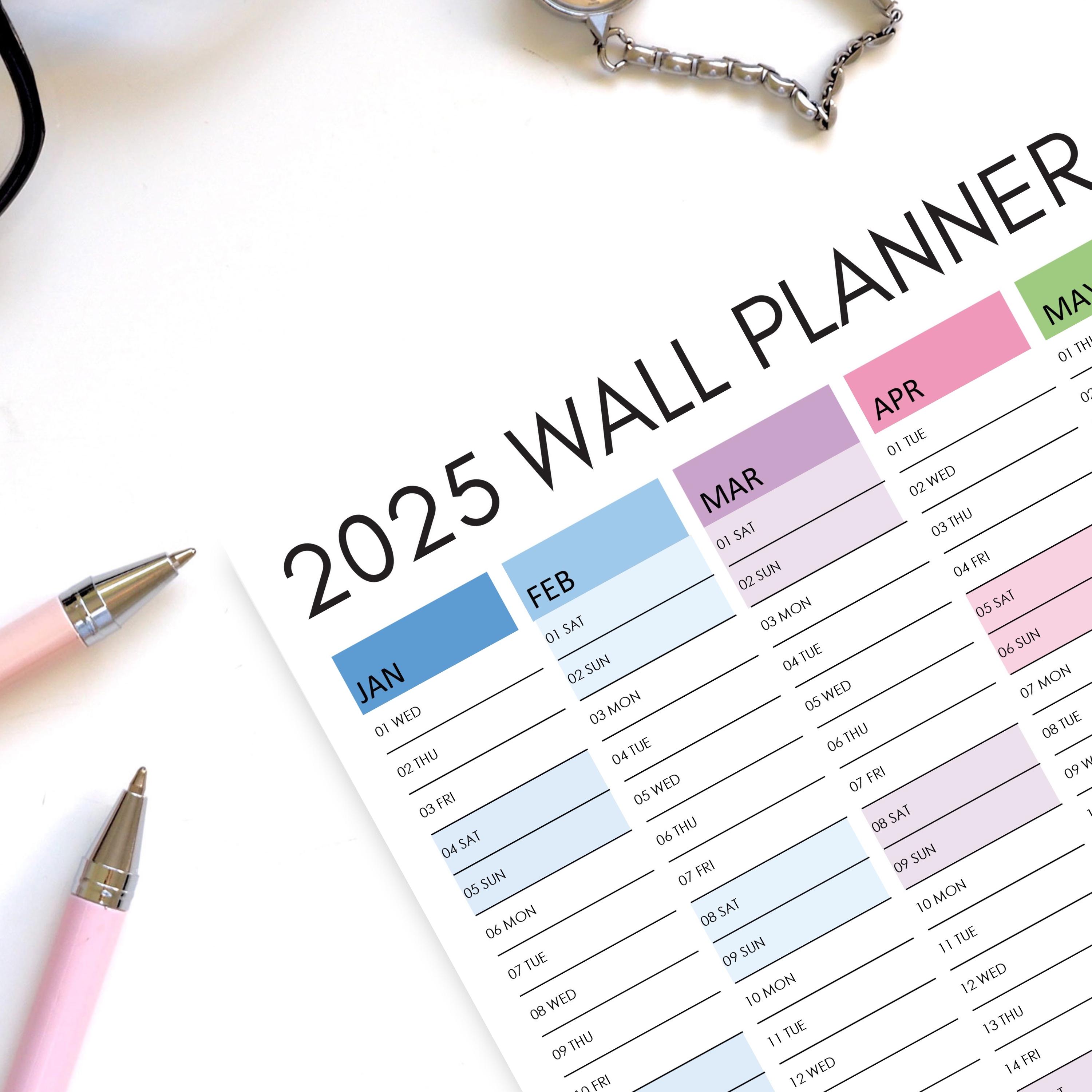 2025 Printable Wall Planner, Large Portrait Wall Calendar