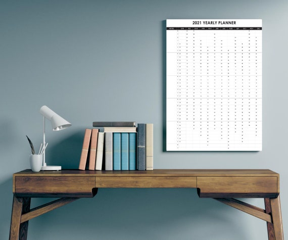 2021 Yearly Wall Planner In Large Size Business Wall Calendar Etsy 2021 large size wall calendar