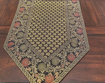 Table Runner Black Brocade 14 X 80 Inch Runner Silk Table Runner  Black and Gold Table Runner Indian Decor Party Home Decor Gift Boho Decor