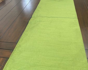 Hand-Loomed Raw Silk Table Runner - Green Reversible Dining Decor