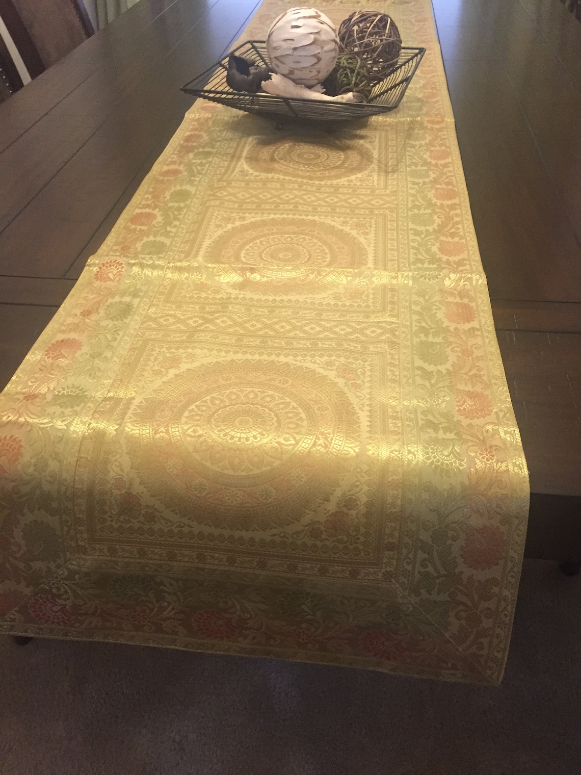 Table Runner/Tapestry Brocade Silk Formal Light Gold Etsy
